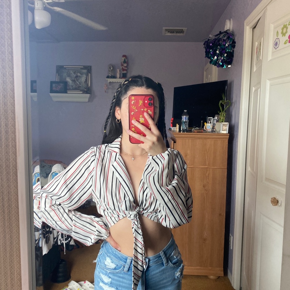 Striped tie top